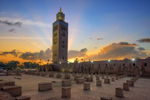 Koutoubia mosque in Marrakech at sunrise, Morocco